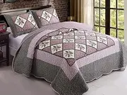 King and Super King Size Bed Luxury Chic Patchwork Quilt Coverlet Bedspread Set Comforter 250x270cm 9#