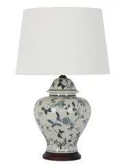 Fleur 1 Light LargeTable Lamp in White/Blue