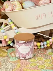 EASTER 2-Wick Candle Jar Décor White Bunnies "Marshmallow Bunnies" Scent
