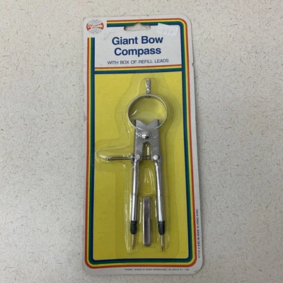Vintage Dynamic Giant Bow Compass with Lead Refills NEW FACTORY SEALED!
