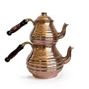 Hand Hammered Handmade Copper Stovetop Teapot Set Tea Kettle Sliced Design