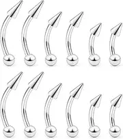 [Ovxznts] Angel Bites Piercing Jewelry Surgical Steel Vertical Labret Lip Jewelry 16G Snake Bites Piercings Curved Barbell Long Spike Eyebrow Rings for Women Men 16g Bar Length 6mm/8mm/10mm