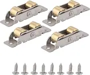 Sliding Patio Door Roller Assembly, Set of 4 Sliding Glass Door Rollers, Gliding Door Tandem Roller Assembly, Heavy Duty Copper Ball Wheel, Glass Door Replacement Parts for Screen (Flat Wheel)