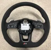 New Audi RS Line A4 A5 S4 S5 Flat Bottom Full Alcantara Black Steering Wheel #A1