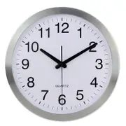 Modern Silent Non Ticking Wall Clock 30cm with Metal Frame and Decorative Frame for Kitchen, Living Room, Bedroom, Bathroom, Bedroom, Office (Silver)