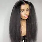 200% Density Kinky Straight Lace Wig Italian Yaki Synthetic Lace Front Wigs