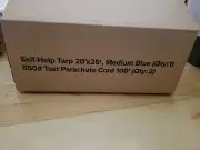 Medium Blue Self-help Tarp 20x25 With Test Parachute Cord New In Box