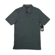 Volcom Shirt Mens M Medium Modern Slim Fit Charcoal Black Wrecker MT Polo