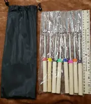 Marshmallow Smore Roasting 32" 8 x Sticks Skewers Barbecue BBQ Tool with bag