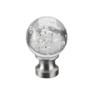 , Brushed Nickel 24048-09-1, Clear Seeded K9 Crystal Ball 1-1/8" Finial for L...