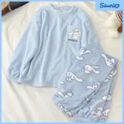 Cinnamoroll Sanrio Pyjama Kawaii Flannel Warm Pyjama Home wear SET