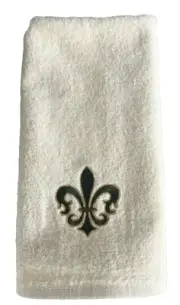 Avanti Luxembourg Fingertip Towel Fleur de Lis Embroidered Ivory
