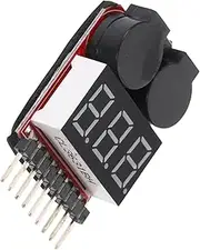 jojofuny 1- Battery Voltage Check Tool Lithium Ion Battery Tester Monitor Low Voltage Buzzer Alarm Battery Tester Checker