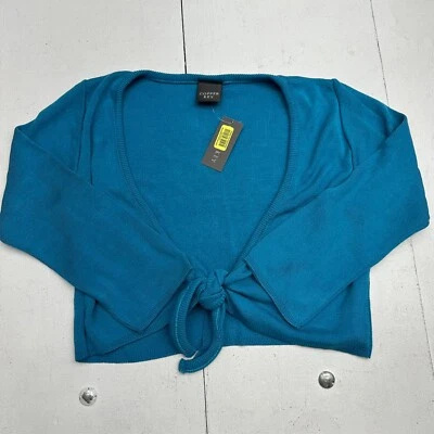 Copper Key Blue Long Sleeve Front Tie Cardigan Womens Size Medium