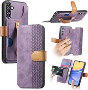 [Asuwish] Phone Case for Samsung Galaxy S23 FE 5G Wallet Cover with RFID Blocking Wrist Strap Flip Credit Card Holder Slot Cell S 23 EF S23FE 23S Built in Women Girls Men Purple
