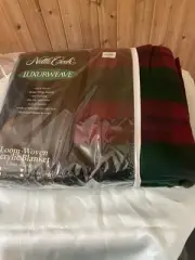 VINTAGE NETTLE CREEK LOOM WOVEN BLANKET NEW 80x90 Green/Red