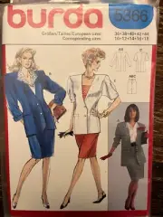 Burda 5366 UNCUT Sewing Pattern, Misses' Jacket & Skirt, Size 10-18