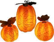 Flickering Fall Pumpkin Flameless Candle Lights Maple Leave Pumpkin LED Candle B