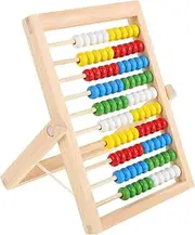 Kisangel Wooden Math Game Educational Counting Rack with Beads for Teaching Addition Subtraction Enhances Cognitive Development Recognition Classrooms Homeschooling