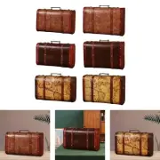Vintage Suitcase with Handle Decorative Box Wooden Trunk Wooden Treasure Chests
