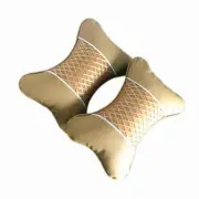 Beige Car Seat Headrest Pad Ice Silk Leather Head Neck Rest Cushion Pillow 2pcs (for: Fiat)