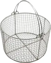 304 Stainless Steel Round Sterilization Basket, Sterilization Tray with Perforated Mesh Baskets, 0.4 Inch Mesh, Suitable for Laboratory, Hospital Instruments(30x20cm/1