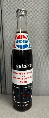 16 OZ PEPSI COLA COMMEMORATIVE BOTTLE - 1978 UNIVERSITY OF IOWA VS IOWA STATE