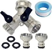 SEIWEI Y Splitter with 3/4" Female Thread Adapter, Garden Hose Splitter, 2 Way Tap Connector for Washing Machine