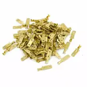 A● 100 Pcs 6mm Speaker Spade Male Terminal Cable Connector Gold Tone