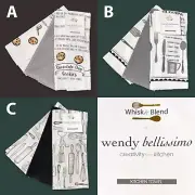 3-PK Wendy Bellissimo Terry Kitchen Towels Cookie Measuring Equivalents Utensils