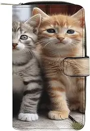 [LQPMNK] PU Leather Wallet, Kittens Family Cats Print Wallet with Multiple Slots Elegant Wallet Business Wallet Travel Wallet Bifold Wallet, style, 19.7x11x3.5cm, Minimalist, Style, 19.7x11x3.5cm,