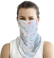 [OULIGET] Womens Sun Protection Floral Scarf,Adjustable Protection Face Chiffon Print Mask,Ice Silk Neck Protector Bandana