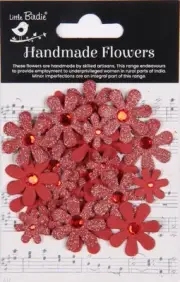 6 Pack Little Birdie Sparkle Florettes Paper Flowers 30/Pkg-Cardinal Red CR94196