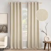 MIULEE Cream Beige Faux Linen 52&quot;W x 84&quot;L (Pack of 2),