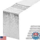 Silver Sequin Table Runner 12" x 72" Pack of 6 Sequin Table Cloth Runner Glit