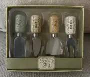 NEW~Charcuterie CHEESE CUTTING KNIVES Hors devours SET OF 4~CERAMIC & STAINLESS*