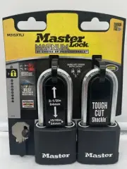 Master Lock Magnum Padlock with 2” Long Shackle and Cover 2-pack NEW