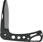 Mustache Folding Comb for Men Stainless Steel Metal Pocket Beard Comb Moustache Brush Straightener Women Small Travel Comb for Grooming Styling Hair Beard (Folding beard comb(with leather cover))