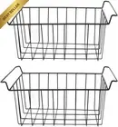 2Pcs Freezer Wire Storage Baskets with PE Coating Kitchen Pantry Closet Organize