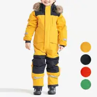 在飛比找momo購物網優惠-【橘魔法】亮色拼接滑雪連身衣(大童 厚防風 防雪 滑雪 雪衣