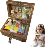 Wooden Miniature Doll House | House Building Kit,Wooden Handmade Realistic Animals in Boxes Design Craft Scene Toy Collectibles, Model Scenery Decor