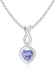 [Angara] Natural Tanzanite Infinity Heart Pendant Necklace with Diamonds in Sterling Silver/14ct Solid Gold for Women | December Birthstone Jewellery for Her