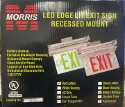 Morris Products LED Exit Sign~Recessed Mount Edge~Red on Clear Panel~Single Face