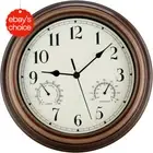 Secreshow 12" Waterproof Silent Wall Clock with Temperature and Humidity