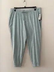NWT! Ideology Women' Sz 1X Off Duty Plus Size Retro Knit Pull On Jogger Pants
