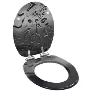NNEVL WC Toilet Seat with Soft Close Lid MDF Water Drop Design
