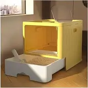 Large Top Entry Anti-Splashing Litter Box with Lid Enclosed Plastic Cat Litter Box with Handy Litter Scoop Litter Pan