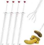 meekoo Set of 2 Pickle Grabber Tool Stainless Steel and Plastic Pickle Picker Grabber 8 Inch Deluxe Olive Picker Pincher Tool Jar Fork for Kitchen Food Olive Pepper, White