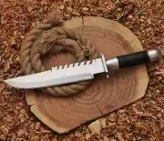 Custom Handmade Forged Steel Bowie Knife With Leather Sheath