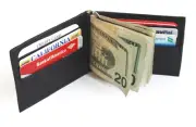 Genuine Leather Men's Bifold Money Clip Front Pocket Credit Card Wallet